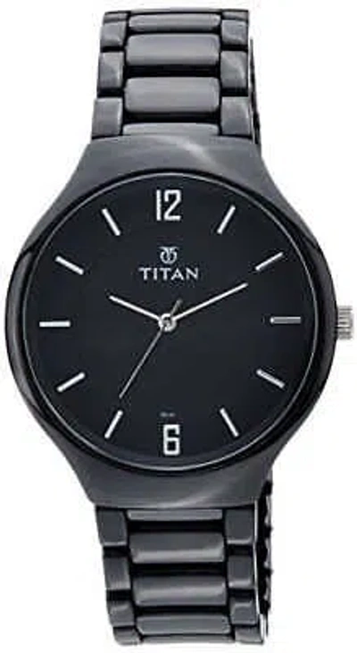 Pre-owned Titan Ceramic Analog Black Dial Men's Watch-nl90014kc01