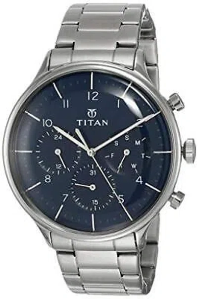 Pre-owned Titan Classique Analog Blue Dial Men's Watch-nn90102sm01