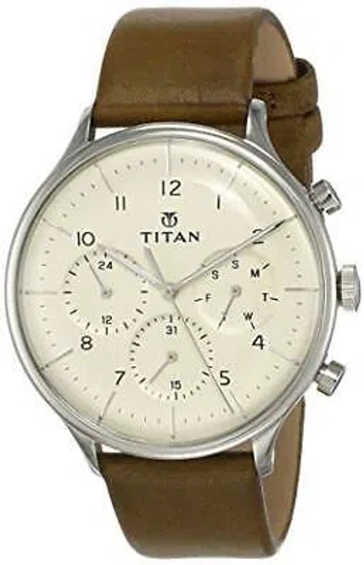 Pre-owned Titan Light Leathers Analog Beige Dial Men's Watch-90102sl02 / 90102sl02/np90102