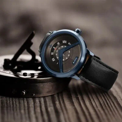 Pre-owned Titan Maritime Black Dial Analog Leather Strap Watch For Men
