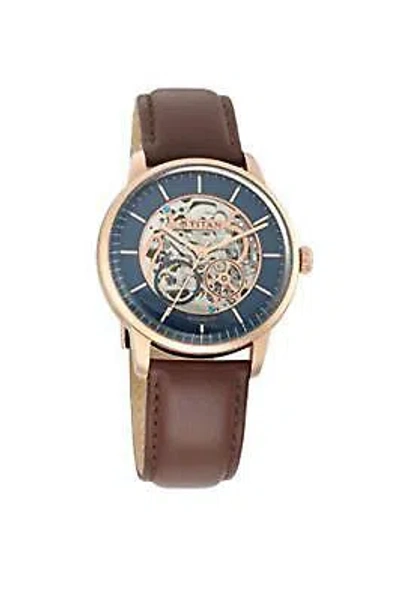 Pre-owned Titan Mechanical Analog Blue Dial Men's Watch 90110wl02/nn90110wl02/np90110wl01