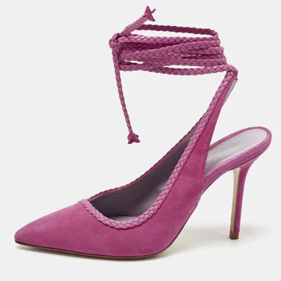 Pre-owned Titi Adesa Pink Suede Didi Ankle Wrap Pumps Size 38
