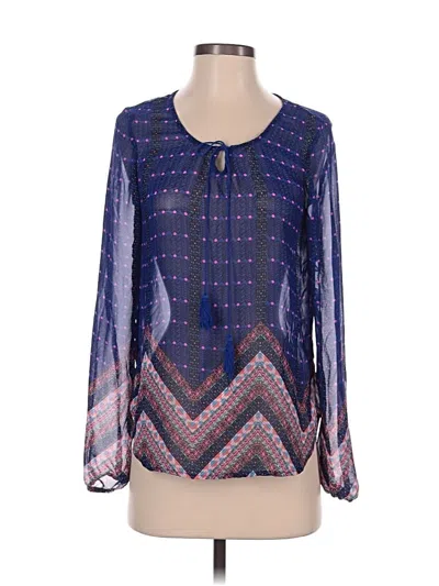 Pre-owned Title Nine Long Sleeve Blouse In Blue