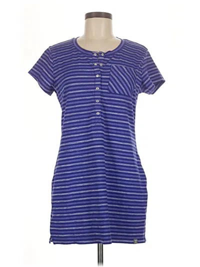 Pre-owned Title Nine Short Sleeve Henley Shirt In Blue