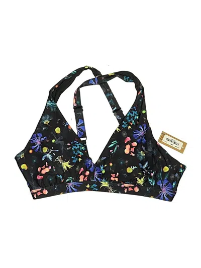 Title Nine Swimsuit Top Black Tropical Pattern Halter Neckline Swimwear