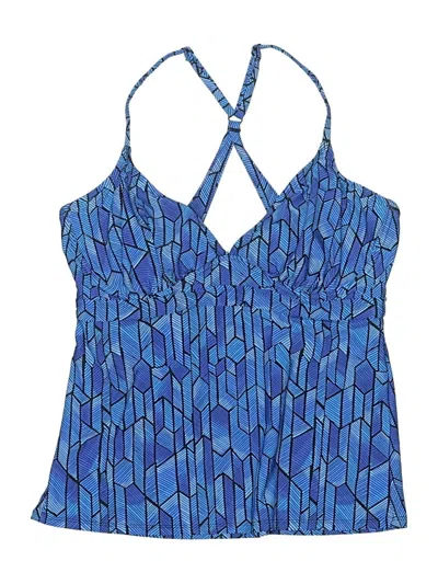 Pre-owned Title Nine Swimsuit Top Blue Print Pattern Swimwear