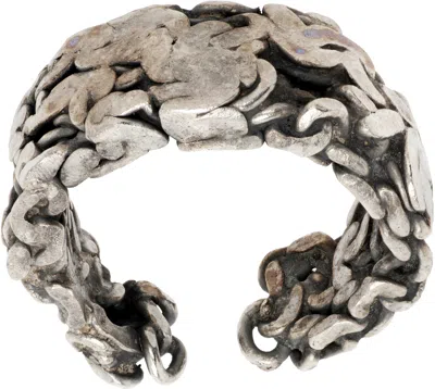 Title Of Work Crushed Links Ring In Silver