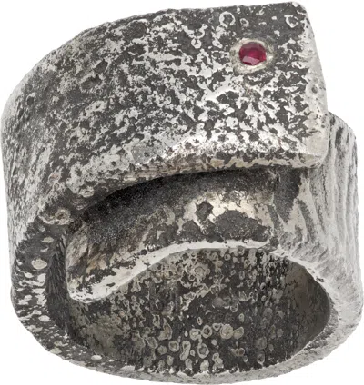 Title Of Work Fold Over Ruby Ring In Silver