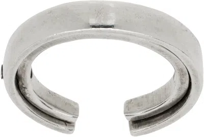 Title Of Work Silver Double Hinge Black Diamond Ring