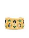Tityaravy 18k Gold Plated Silver Sapphire Emerald Ring
