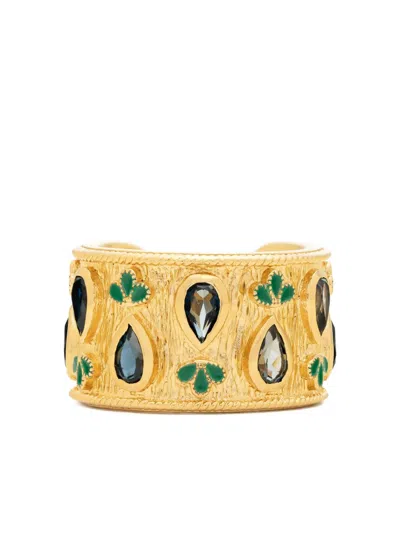Tityaravy 18k Gold Plated Silver Sapphire Emerald Ring