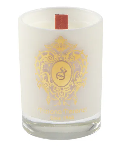 Tiziana Terenzi Arethusa Mini Scented Candle With Wooden Wick 35 G In White