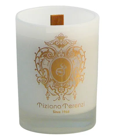 Tiziana Terenzi Gold Rose Oudh Mini Scented Candle With Wooden Wick 35 G In White