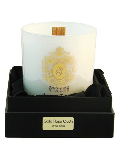 Tiziana Terenzi Gold Rose Oudh Scented Candle With Wooden Wick 170 G In White