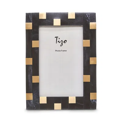 Tizo Bone Resin/brass Picture Frame, 5 X 7 In Black