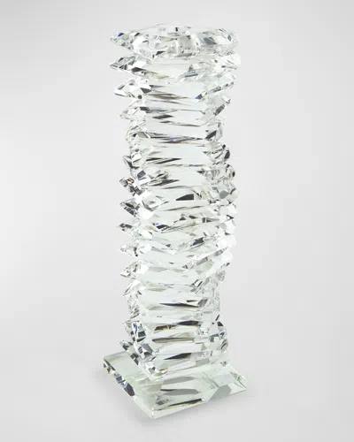 Tizo Clear Crystal "twisted" Candleholder Large In Transparent
