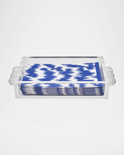 TIZO CLEAR LUCITE GUEST TOWEL NAPKIN TRAY WITH BUBBLES