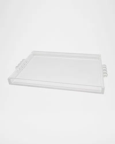 Tizo Clear Lucite Tray With Bubble Handles In White
