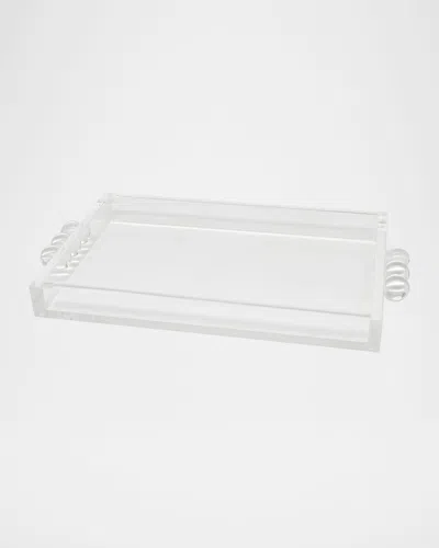 Tizo Clear Lucite Tray With Bubble Handles In White