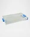 Tizo Clear Lucite Tray With Handles In Blue