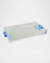 Tizo Clear Lucite Tray With Handles In Blue