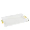 Tizo Lucite Handled Tray In Gold Clear