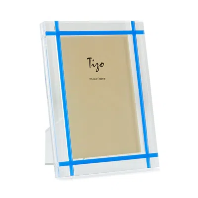 Tizo Lucite Frame With Blue Inlay, 5" X 7" In Clear/light Blue