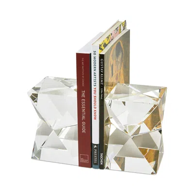 Tizo Crystal Diamond Cut Bookends In Silver