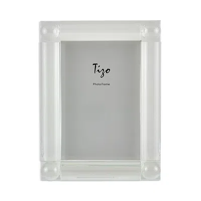 Tizo Crystal Glass Frame With Four Corner Balls, 4 X 6 In White