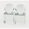Tizo Design Crystal Glass Block & Sphere Book End, Pair