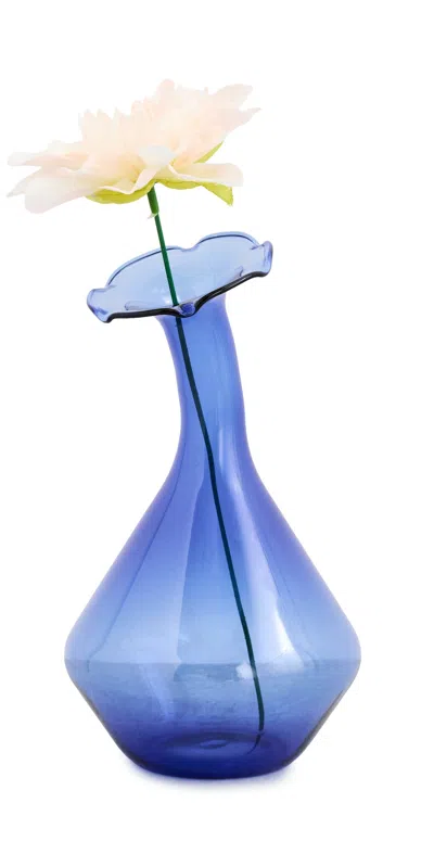 Tizo Design Glass Angled Neck Large Vase Blue