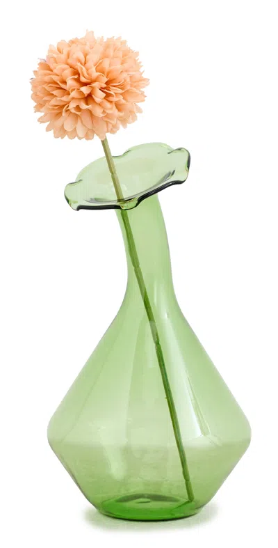 Tizo Design Glass Angled Neck Large Vase Green