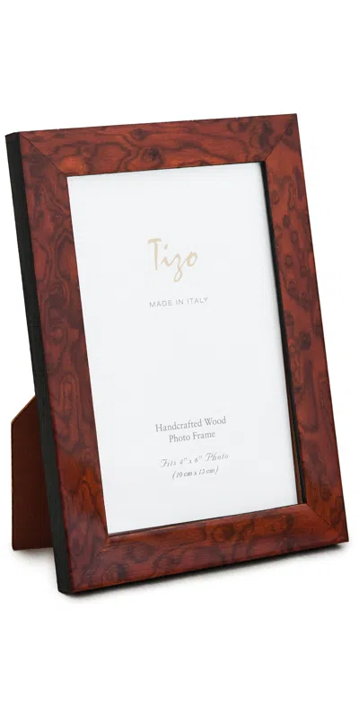 Tizo Design Italian Brown Burl Wood Frame 4x6 Brown Burl
