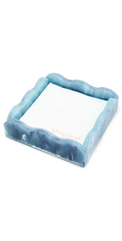 Tizo Design Lucite Marbleized Cocktail Napkin Tray Blue