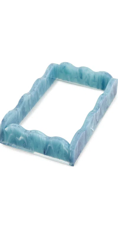 Tizo Design Lucite Marbleized Guest Towel Tray Blue