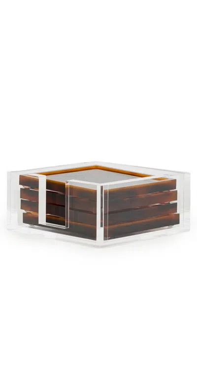 Tizo Design Lucite Tortoise Coasters And Holder Tortoise