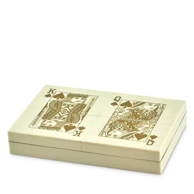Tizo Design Resin & Bone Double Playing Card Box In White