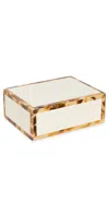 Tizo Design White Bone Resin With Faux Horn Border Box In White Bone