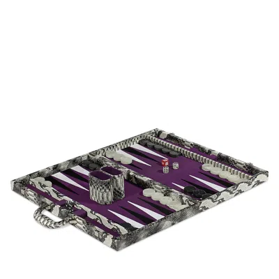 Tizo Faux Leather Snakeskin Backgammon Set In Purple