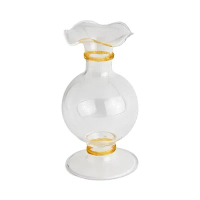 Tizo Glass Bubble Vase With Amber Band In White