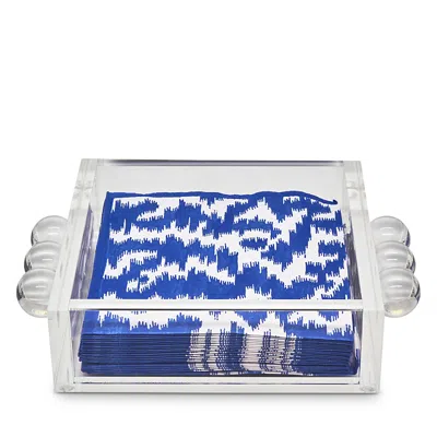 TIZO LUCITE COCKTAIL NAPKIN HOLDER TRAY WITH BUBBLE HANDLES