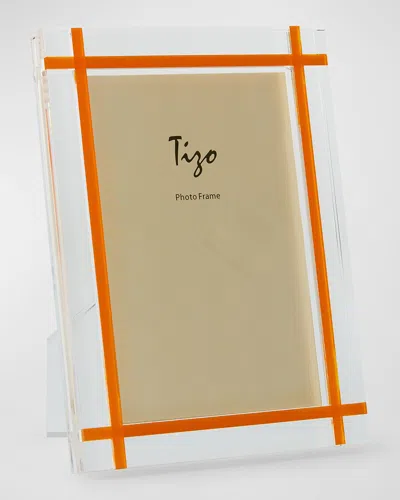 Tizo Contrast Inlay Lucite Frame, 5 X 7 In Clear/orange