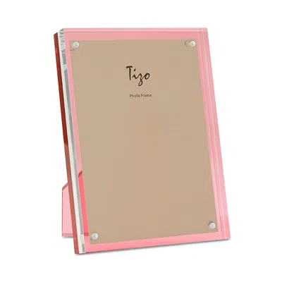 Tizo Lucite 5 X 7 Frame With Colored Lucite Back In Clear/pink