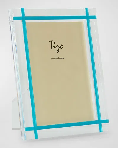 Tizo Contrast Inlay Lucite Frame, 5 X 7 In Clear/turquoise