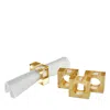 Tizo Lucite 4-piece Square Napkin Ring Set In Gold