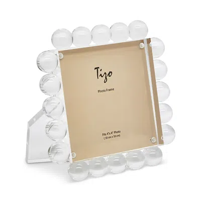 Tizo Lucite Small Square Frame With Bubbles In Silver