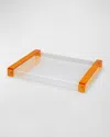 Tizo Lucite Inset-handle Tray In Clear,orange