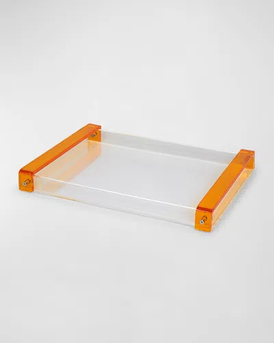 Tizo Lucite Inset-handle Tray In Clear,orange