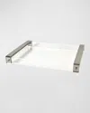 Tizo Lucite Tray With Handle In Clear,silver