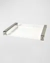 Tizo Lucite Inset-handle Tray In Silver